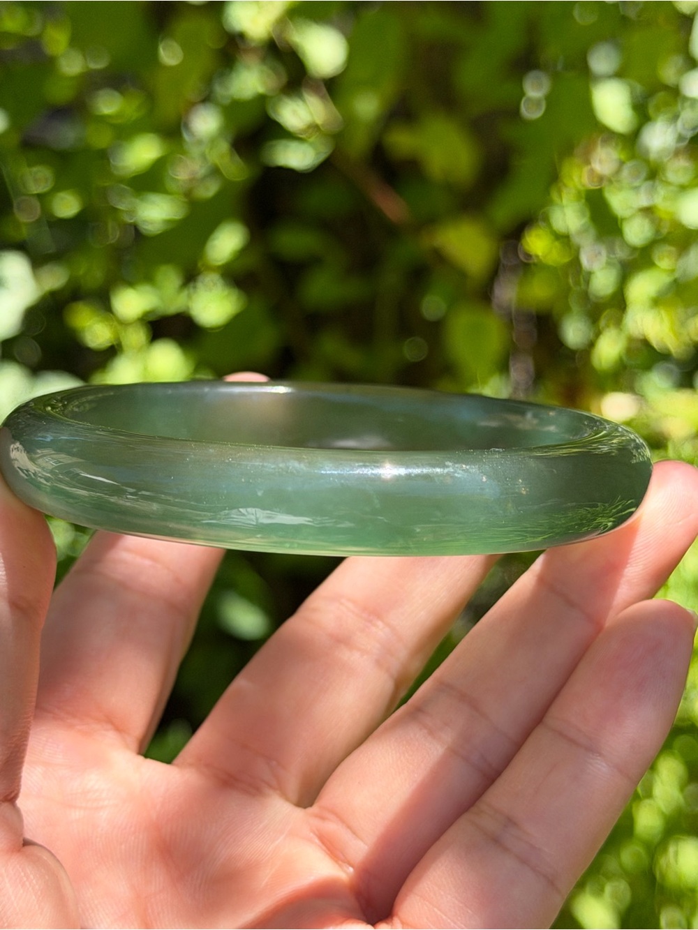 64mm inner diameter translucent green Xiuyu jade bangle 1639